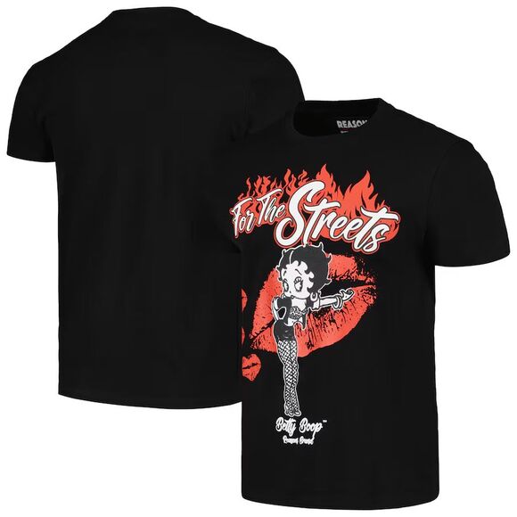 Betty Boop Reason Men's Black Red Flames For The Streets Short Sleeve Tee XXL - Picture 3 of 6